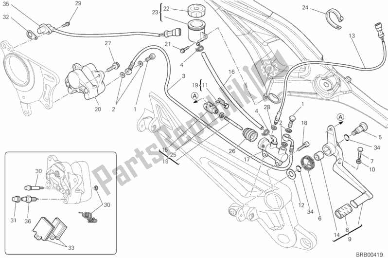 Todas as partes de Sistema De Freio Traseiro do Ducati Monster 796-DMT 2014